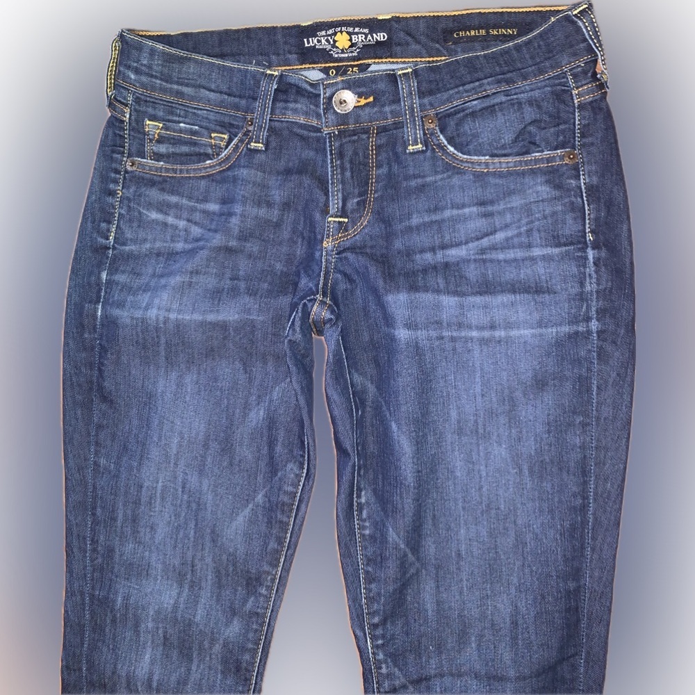 Lucky Brand Charlie Skinny Dark Wash Blue Jeans Women’s 0/25 - Picture 3 of 16